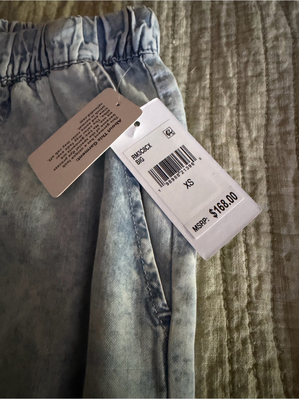 SPLENDID Angie Light Stone Wash Wide-Leg Drawstring Pant with Tie XS NWT’s - Picture 6 of 15